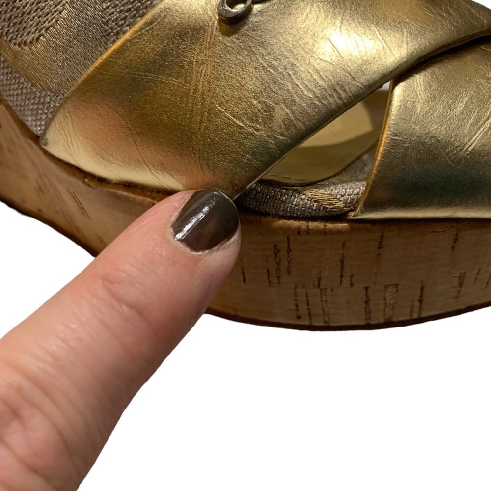 Coach - Jessy gold and cork wedges Slingback style, size 9 - Picture 13 of 14
